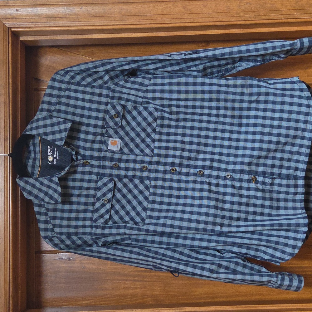 Carhartt Navy Checkered Long Sleeve Shirt